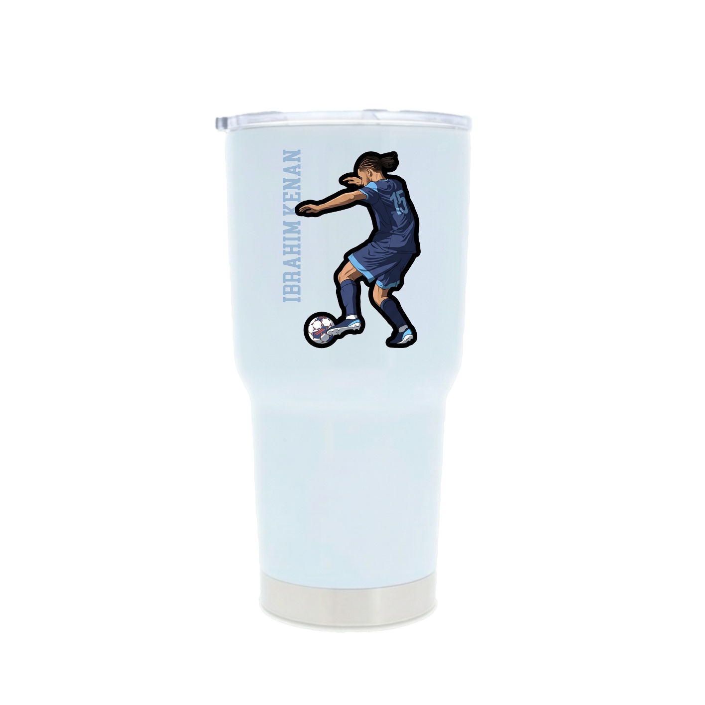 30oz Stainless Steel Tumbler — Name Vertical in White
