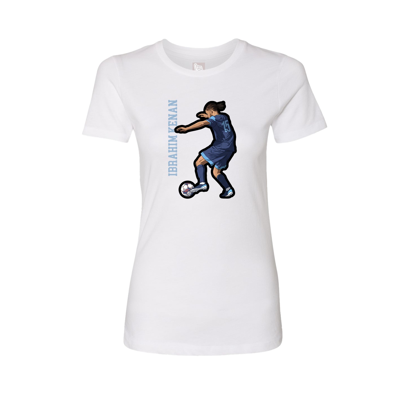 Fitted Women's Tee — Name Vertical in White