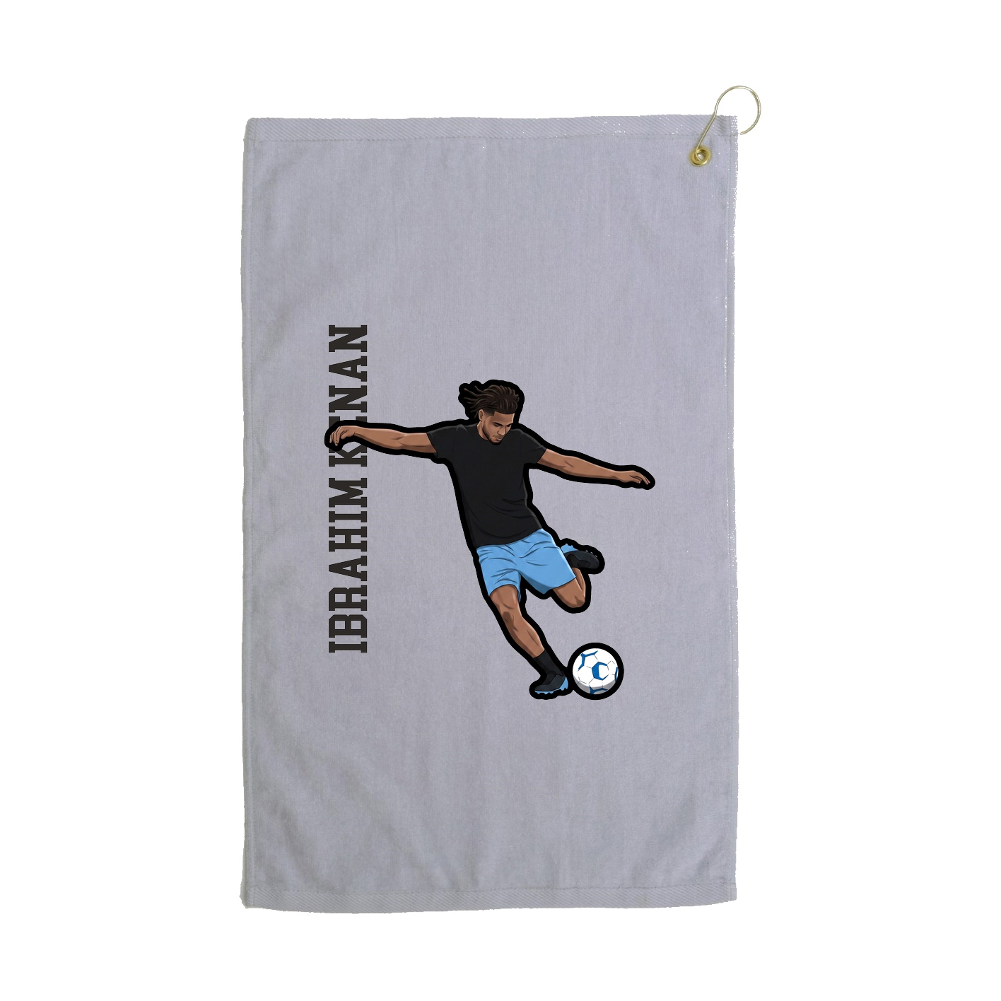 Golf Towel — Name Vertical in Grey