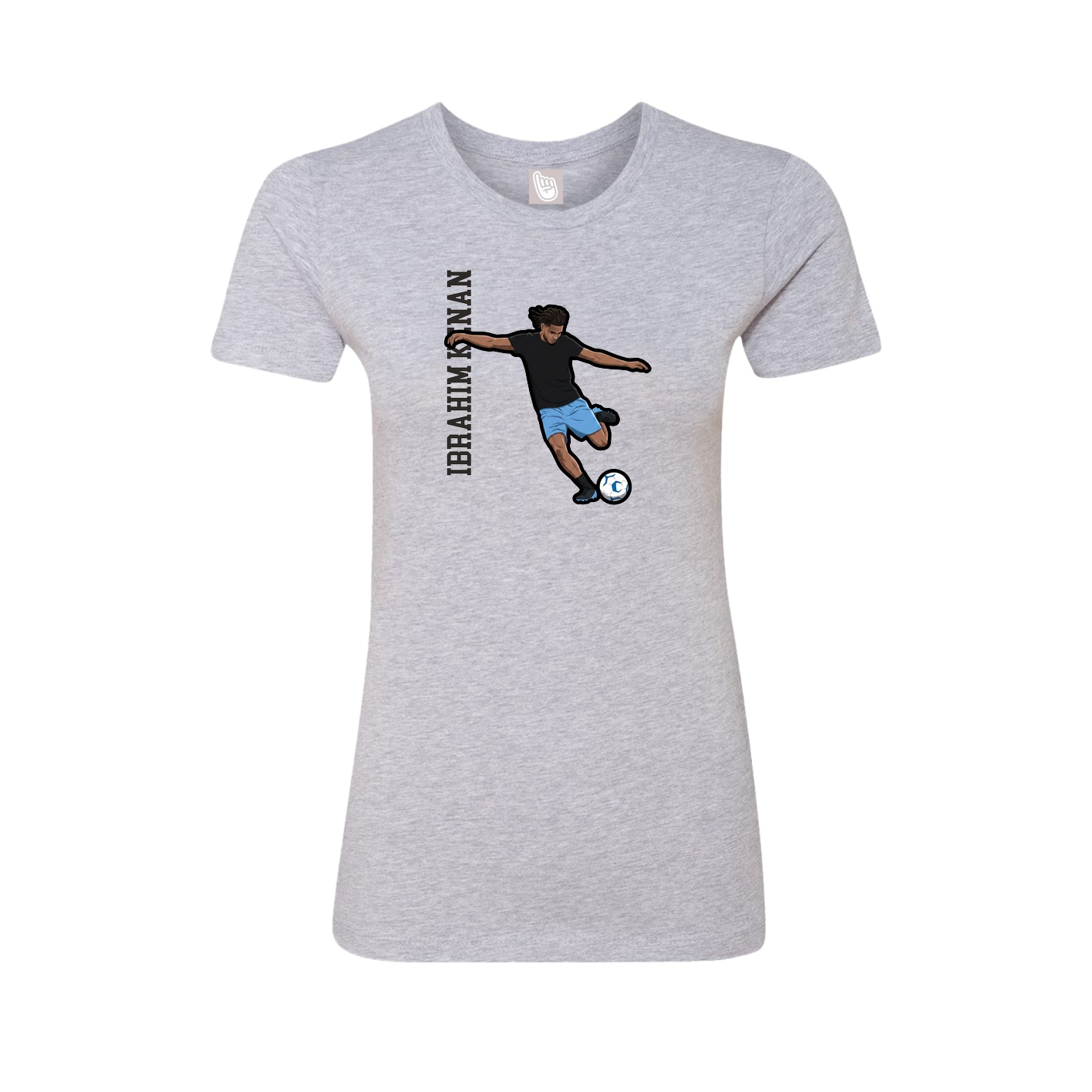 Womens Tee — Name Vertical in Grey