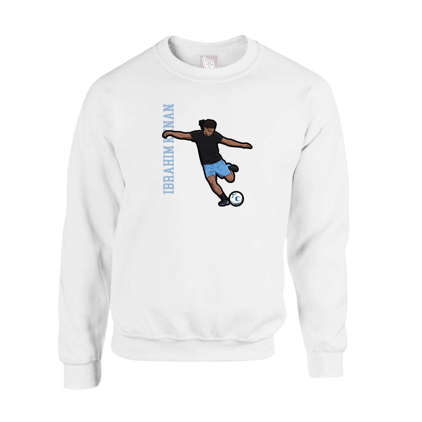 Fleece Crew — Name Vertical in White