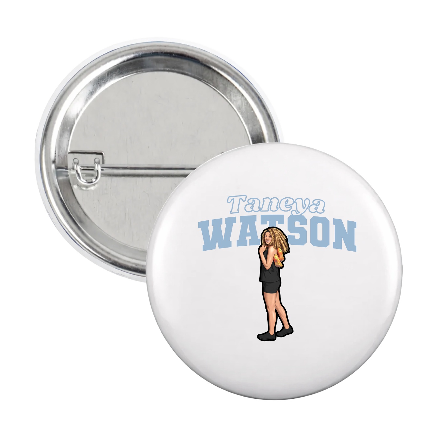 Game Day Button — Name Arch in White