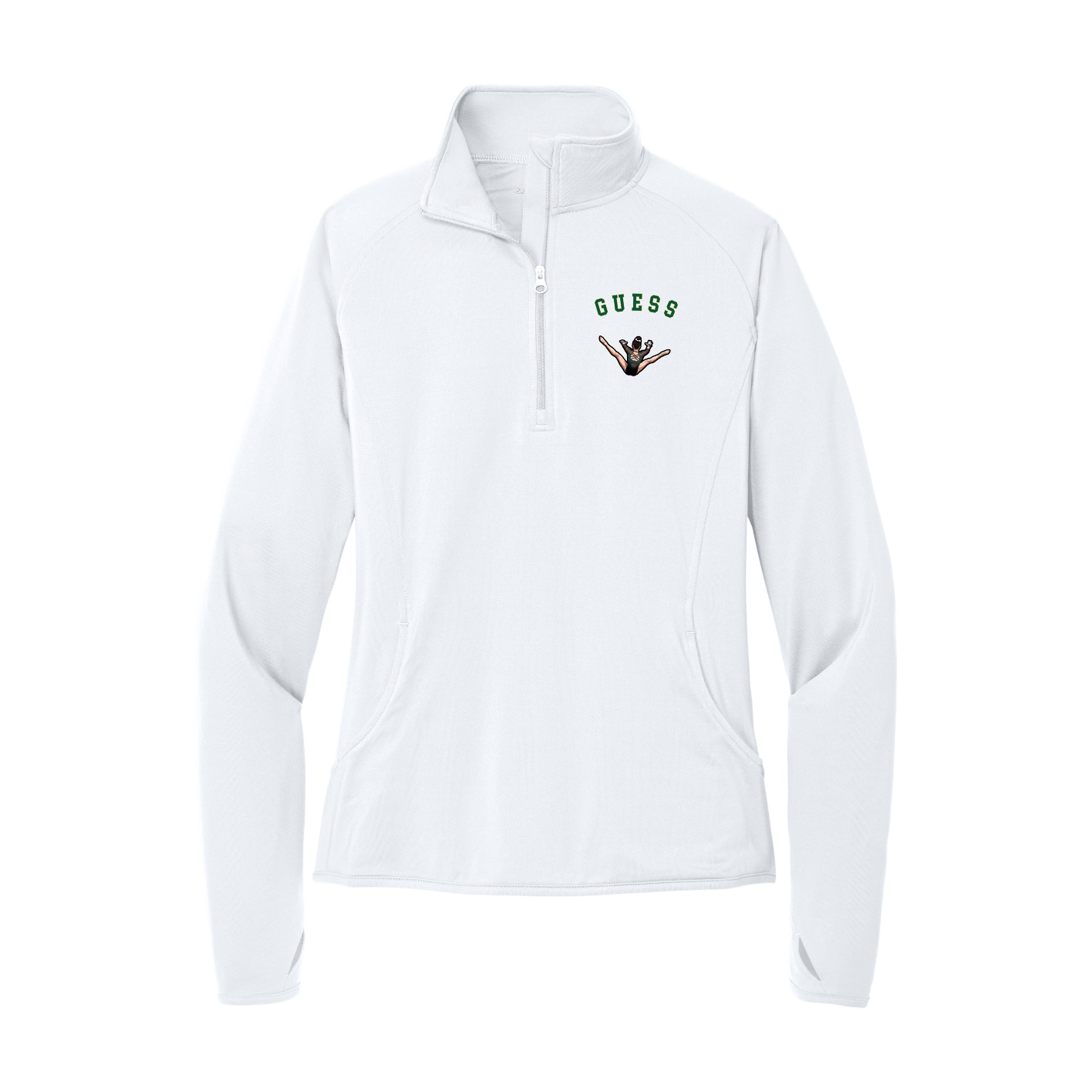 Women's Q-Zip Pullover — Shirsey Arch in White