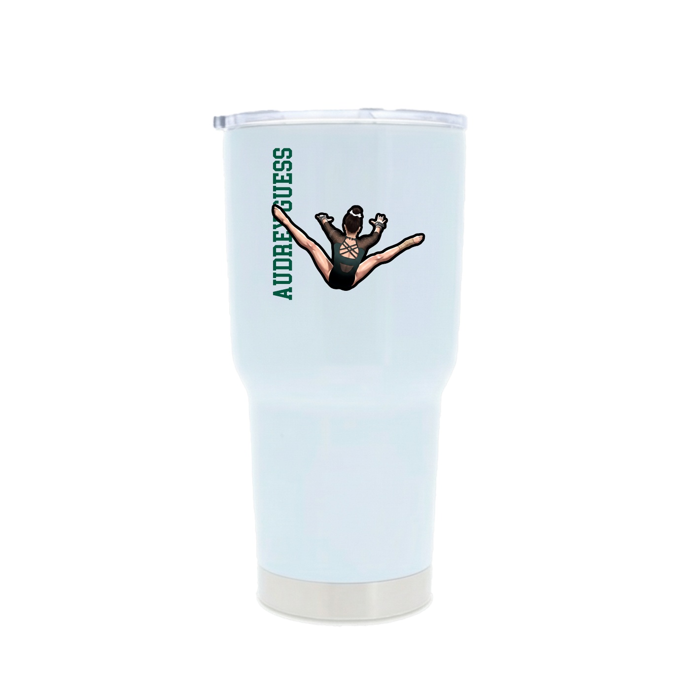 30oz Stainless Steel Tumbler — Name Vertical in White