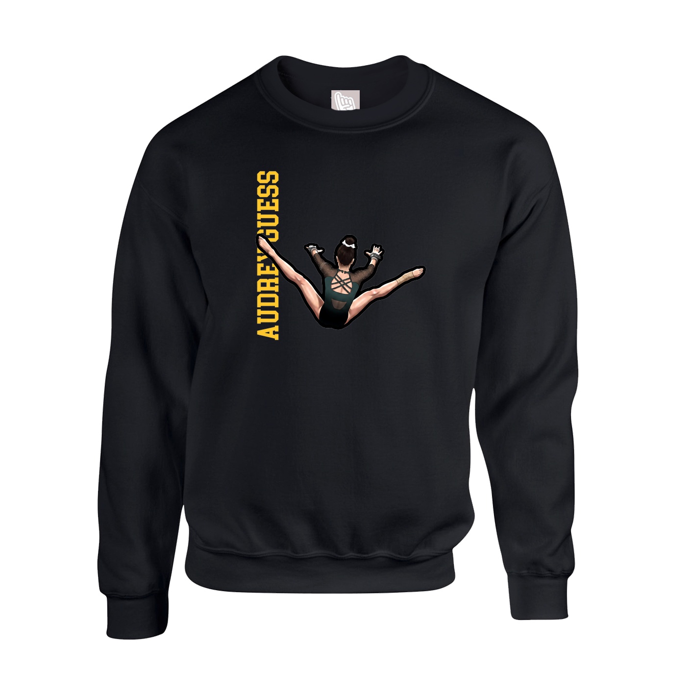 Fleece Crew — Name Vertical in Black