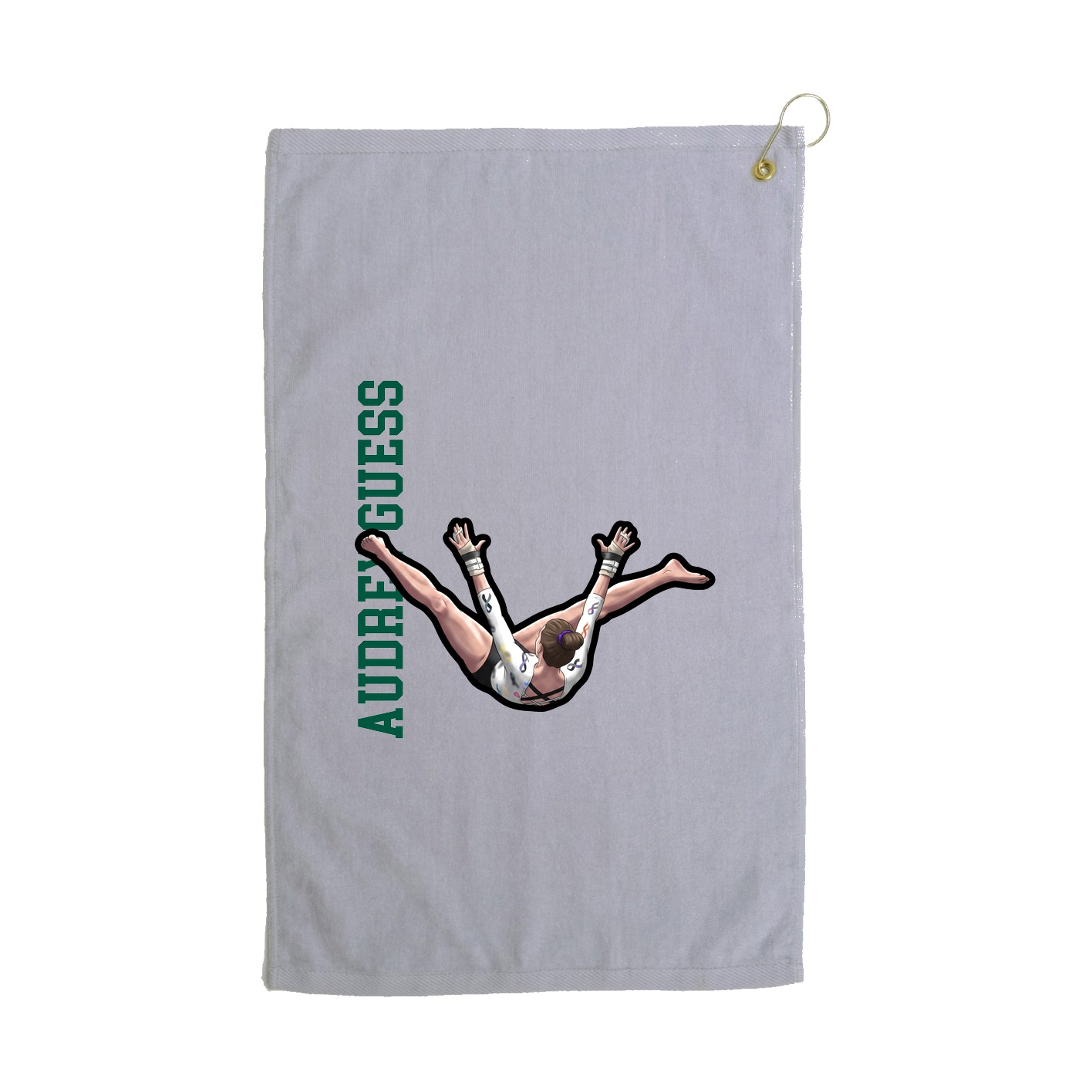 Golf Towel — Name Vertical in Grey