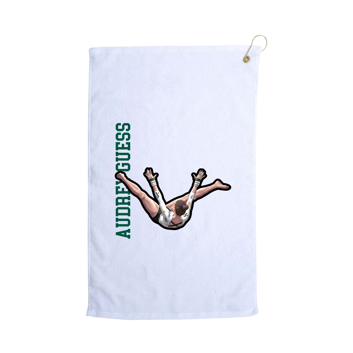 Golf Towel — Name Vertical in White