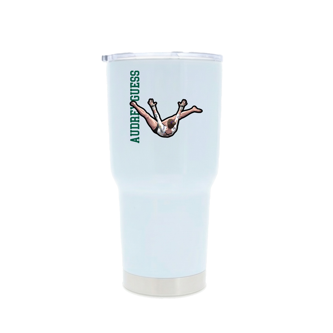 30oz Stainless Steel Tumbler — Name Vertical in White