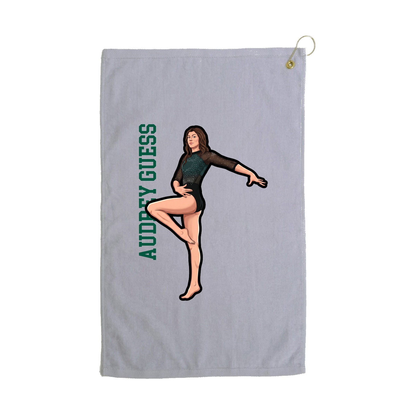 Golf Towel — Name Vertical in Grey