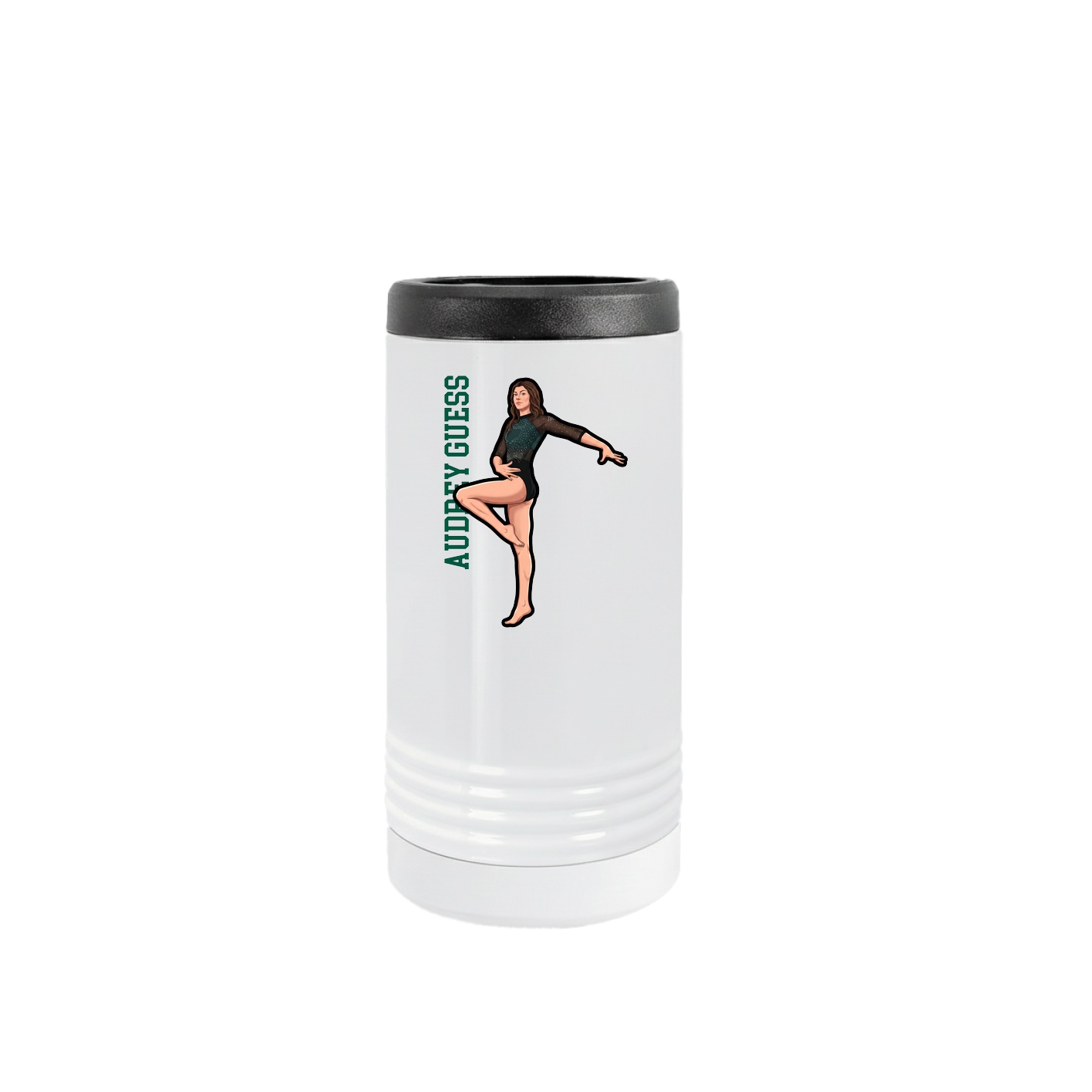 Slim Beverage Holder — Name Vertical in White