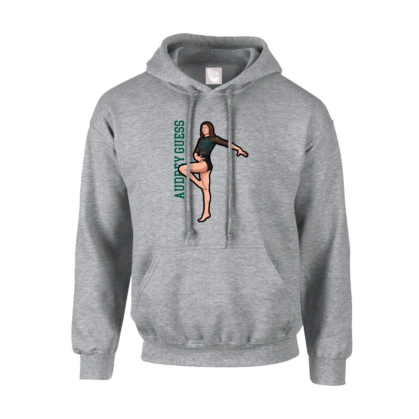 Hoodie — Name Vertical in Grey