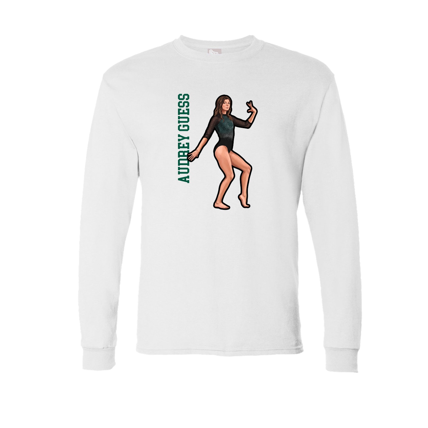 Long Sleeve Tee — Name Vertical in White