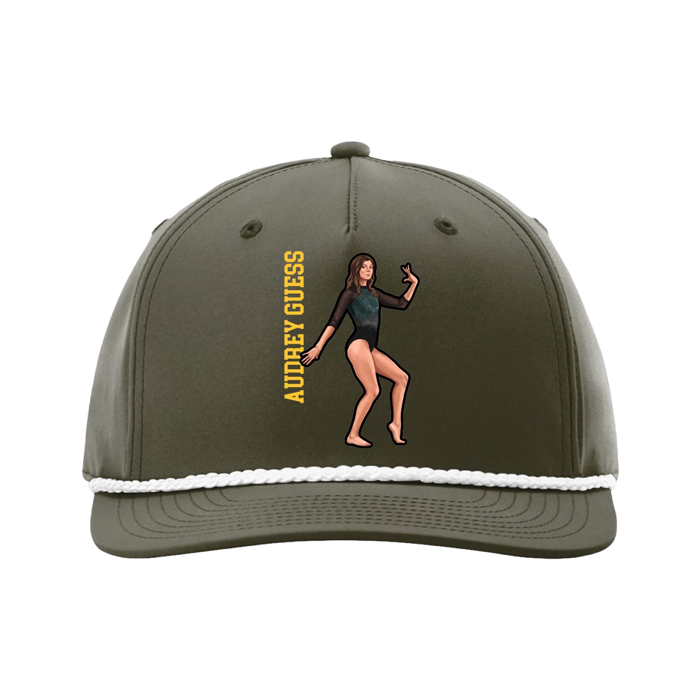 Five-Panel Classic Rope Cap — Name Vertical in Green