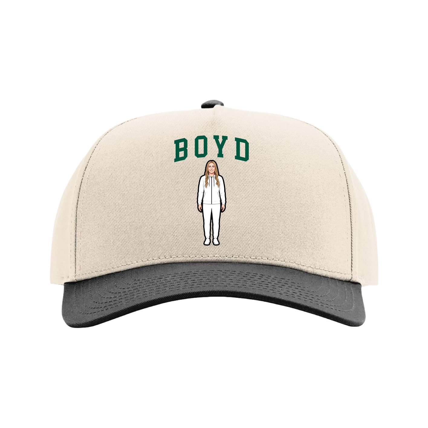 Full Fabric Five-Panel Champ Cap — Shirsey in Cream/Black