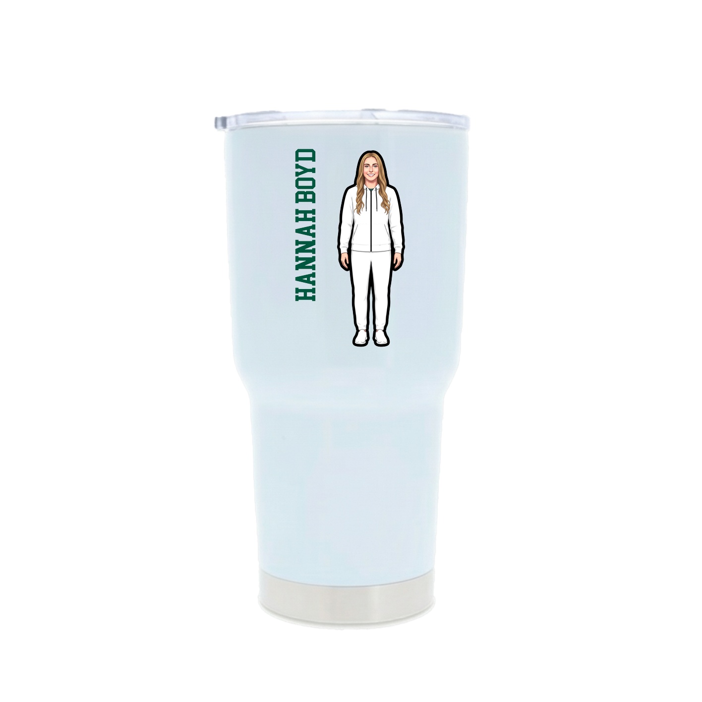 30oz Stainless Steel Tumbler — Name Vertical in White
