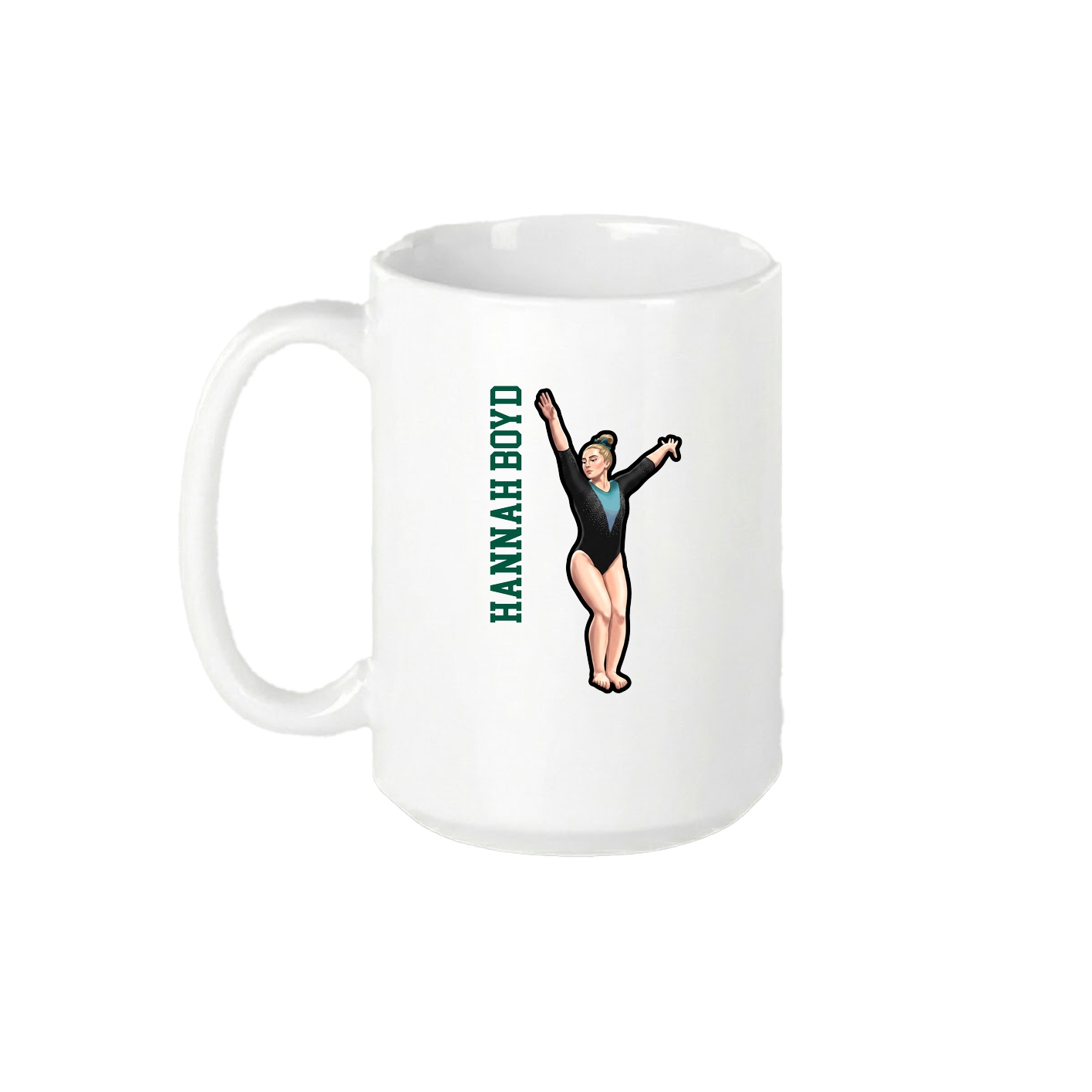 15oz Coffee Mug — Name Vertical in White