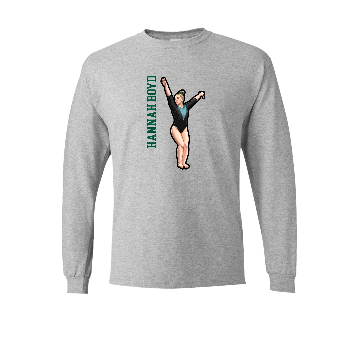 Long Sleeve Tee — Name Vertical in Grey