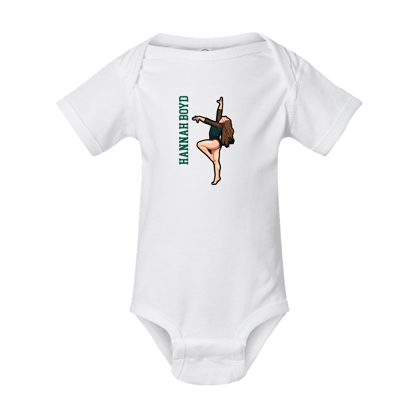 Baby Onesie — Name Vertical in White