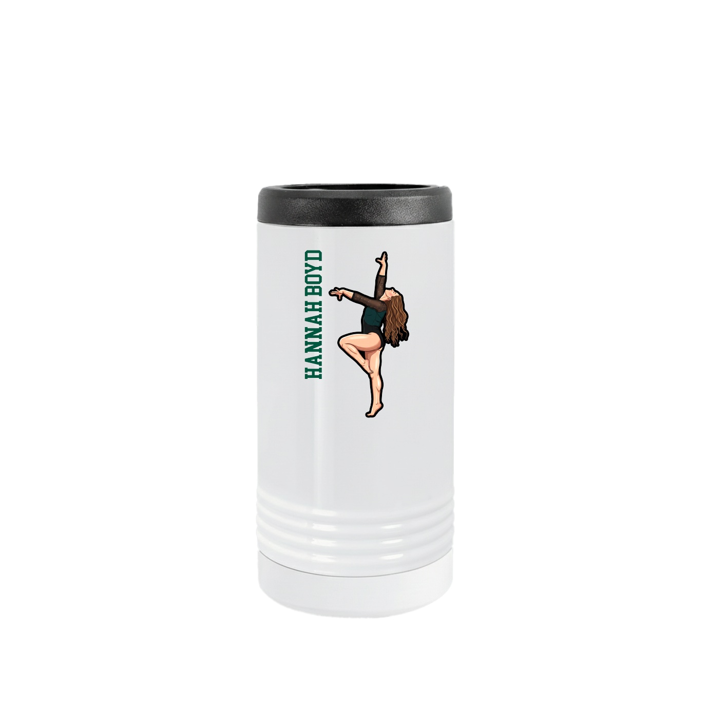Slim Beverage Holder — Name Vertical in White