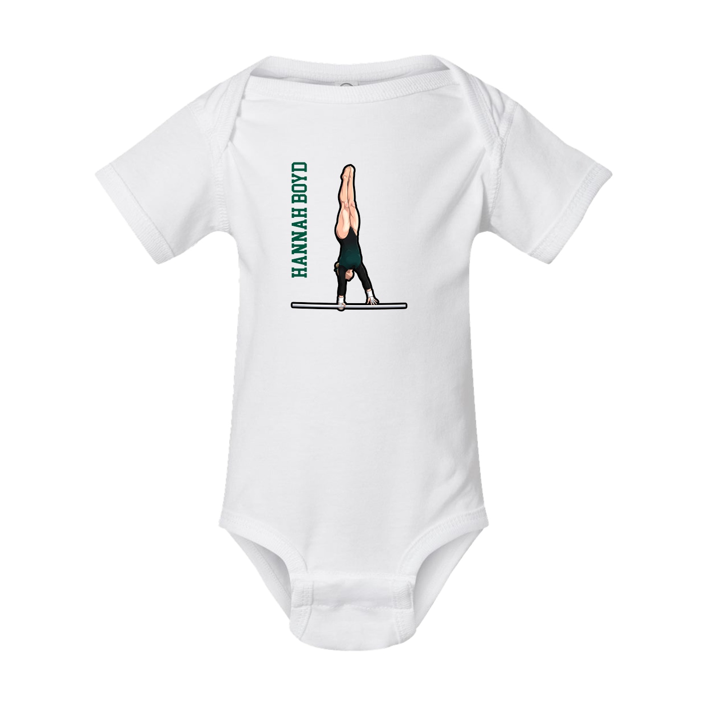Baby Onesie — Name Vertical in White