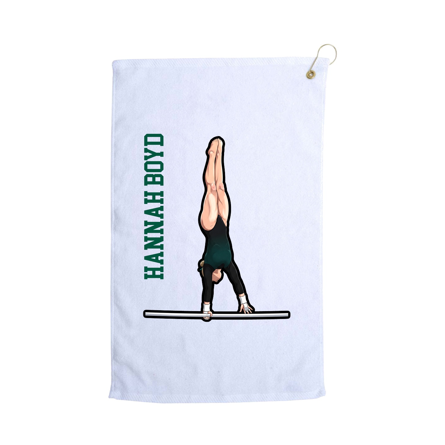 Golf Towel — Name Vertical in White