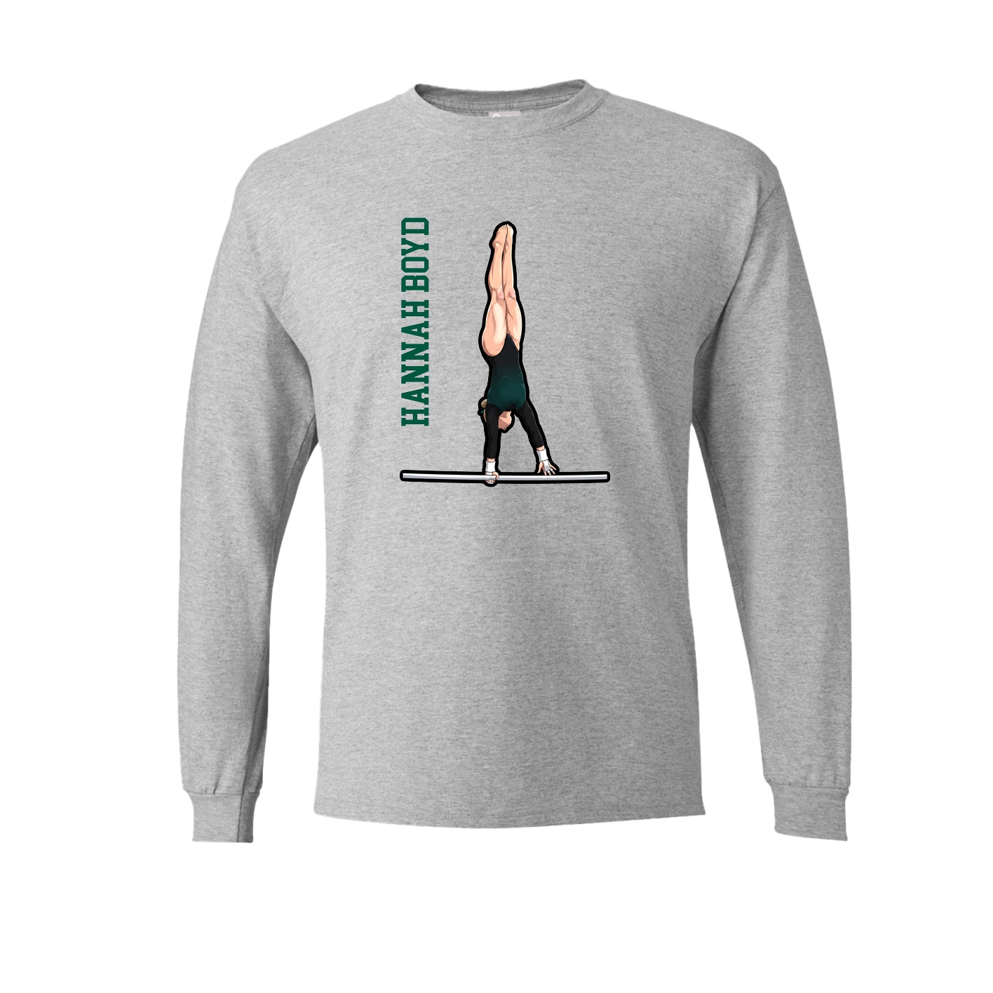 Long Sleeve Tee — Name Vertical in Grey