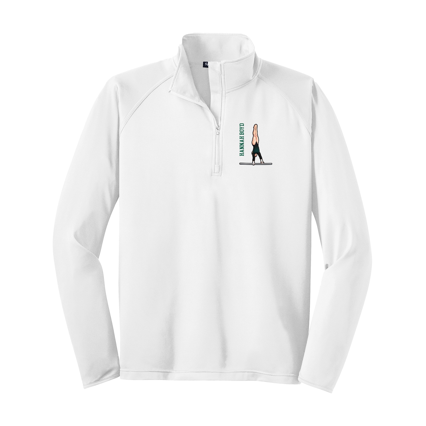 Q-Zip Pullover — Name Vertical in White