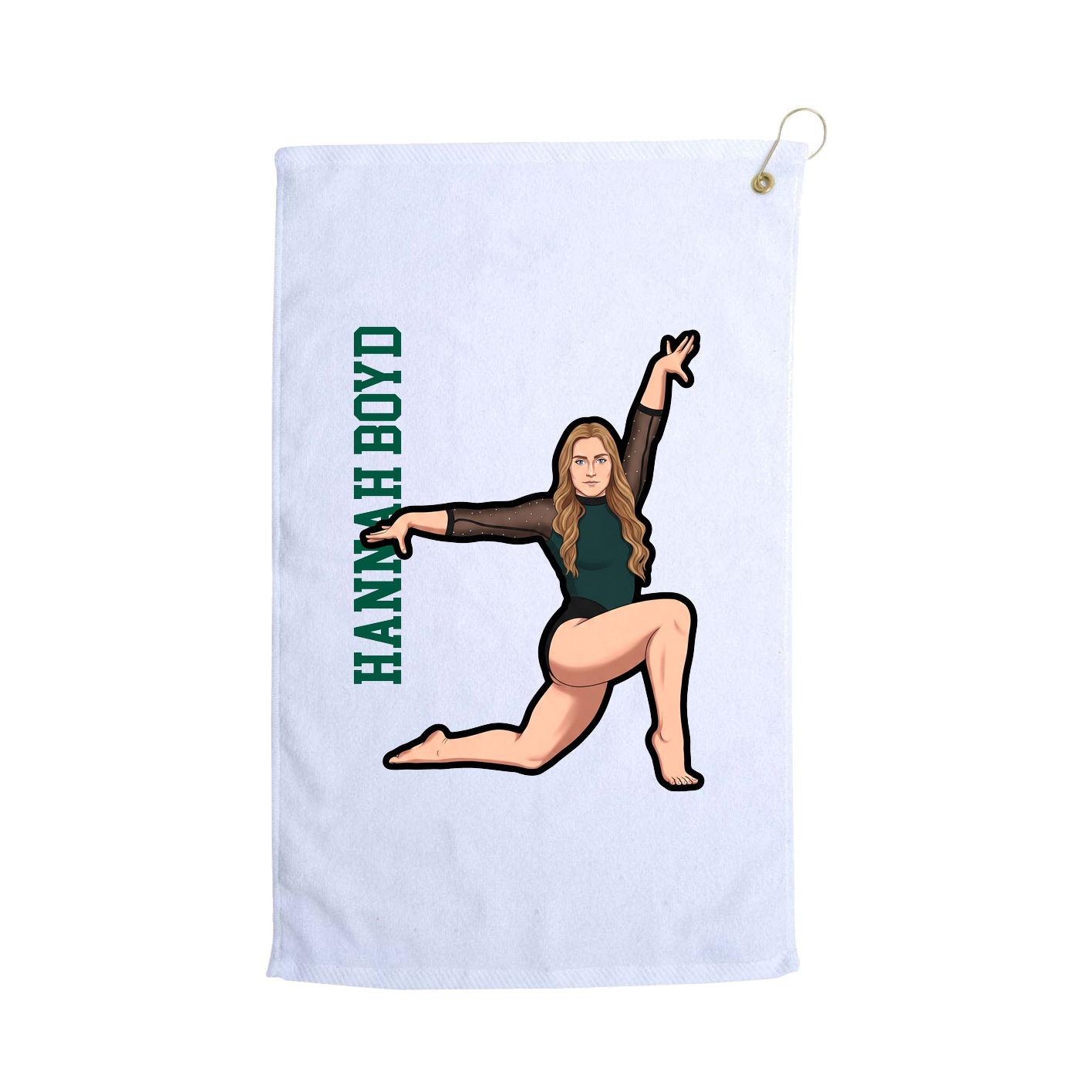 Golf Towel — Name Vertical in White