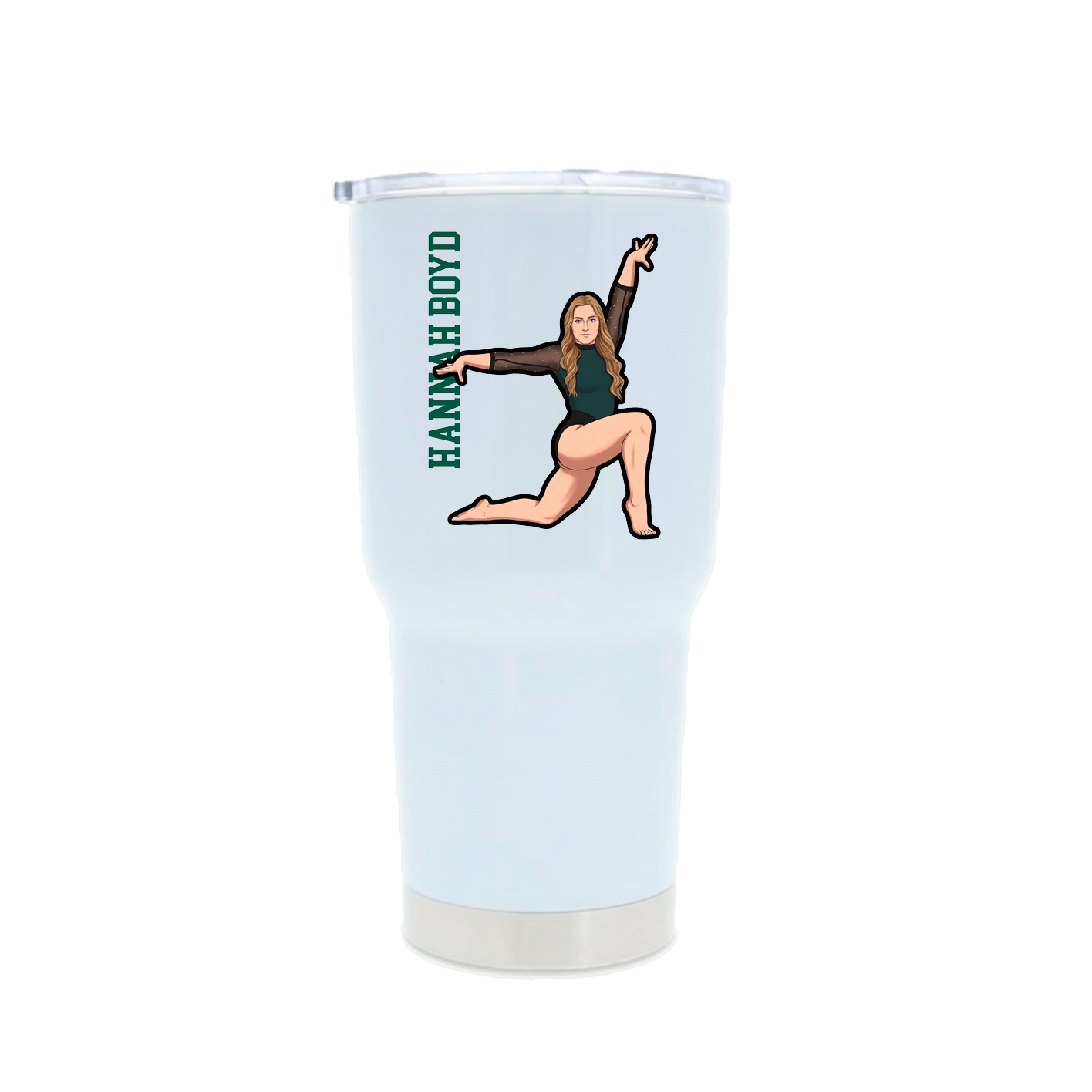 30oz Stainless Steel Tumbler — Name Vertical in White