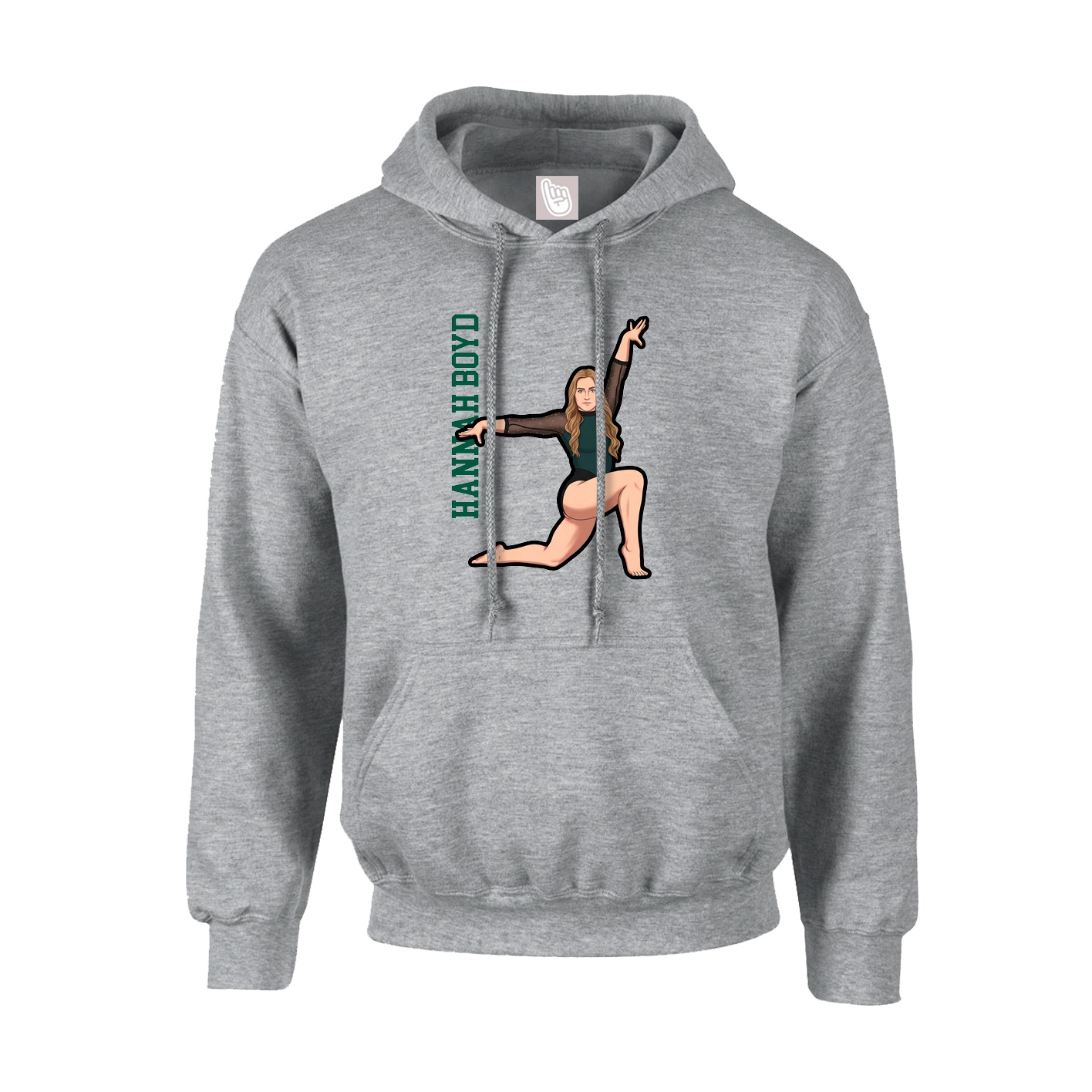 Youth Hoodie — Name Vertical in Grey