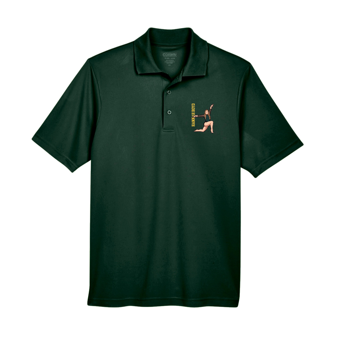 Performance Polo — Name Vertical in Green