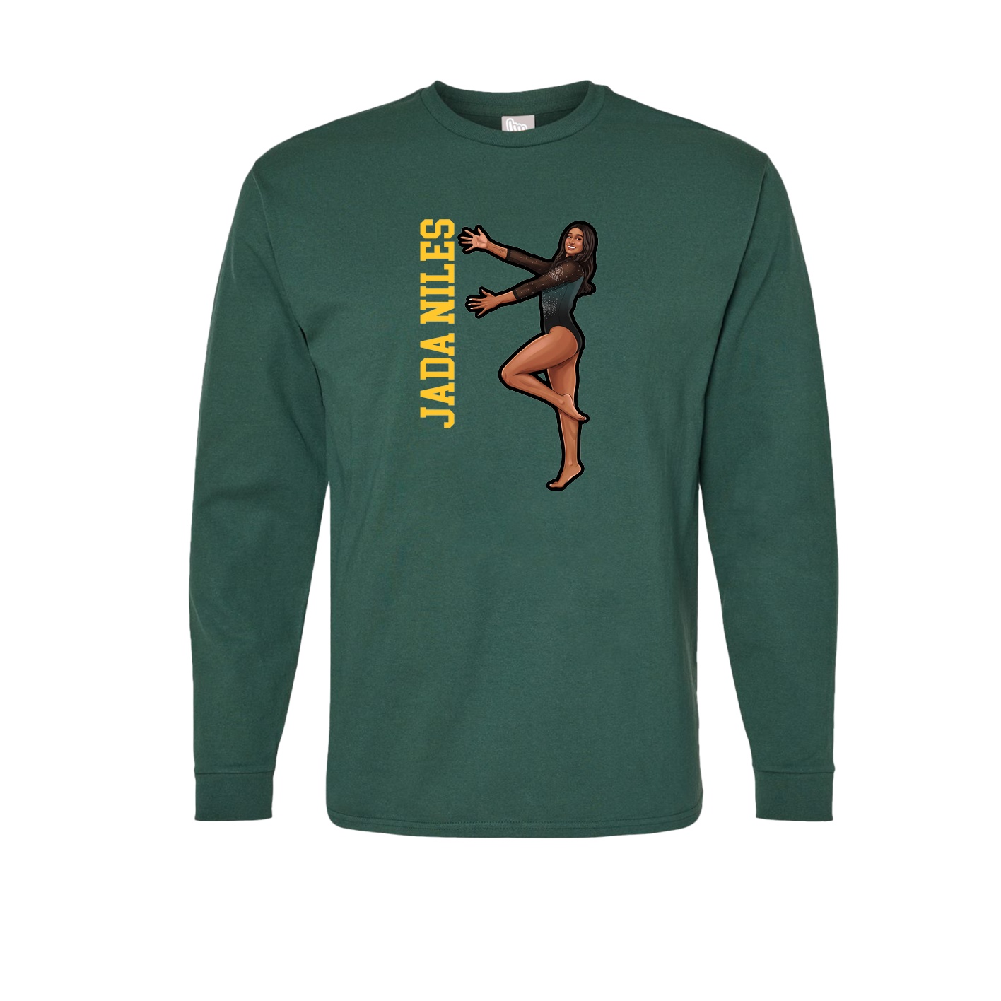 Long Sleeve Tee — Name Vertical in Green