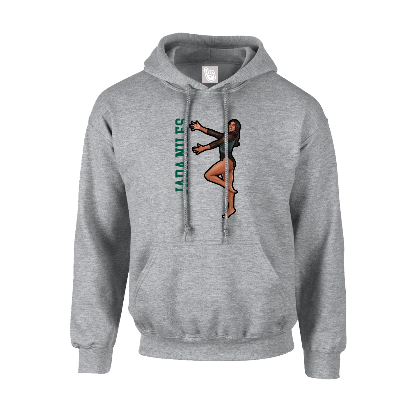 Youth Hoodie — Name Vertical in Grey