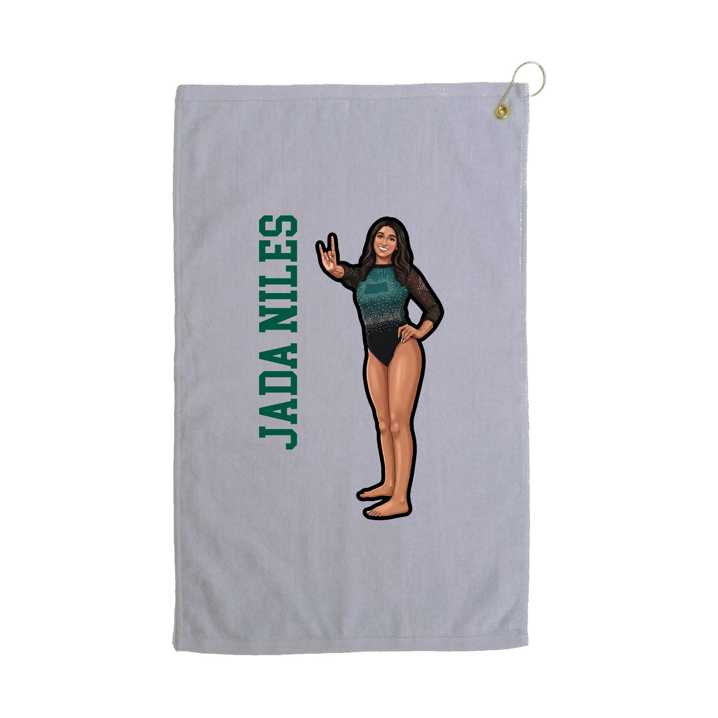 Golf Towel — Name Vertical in Grey