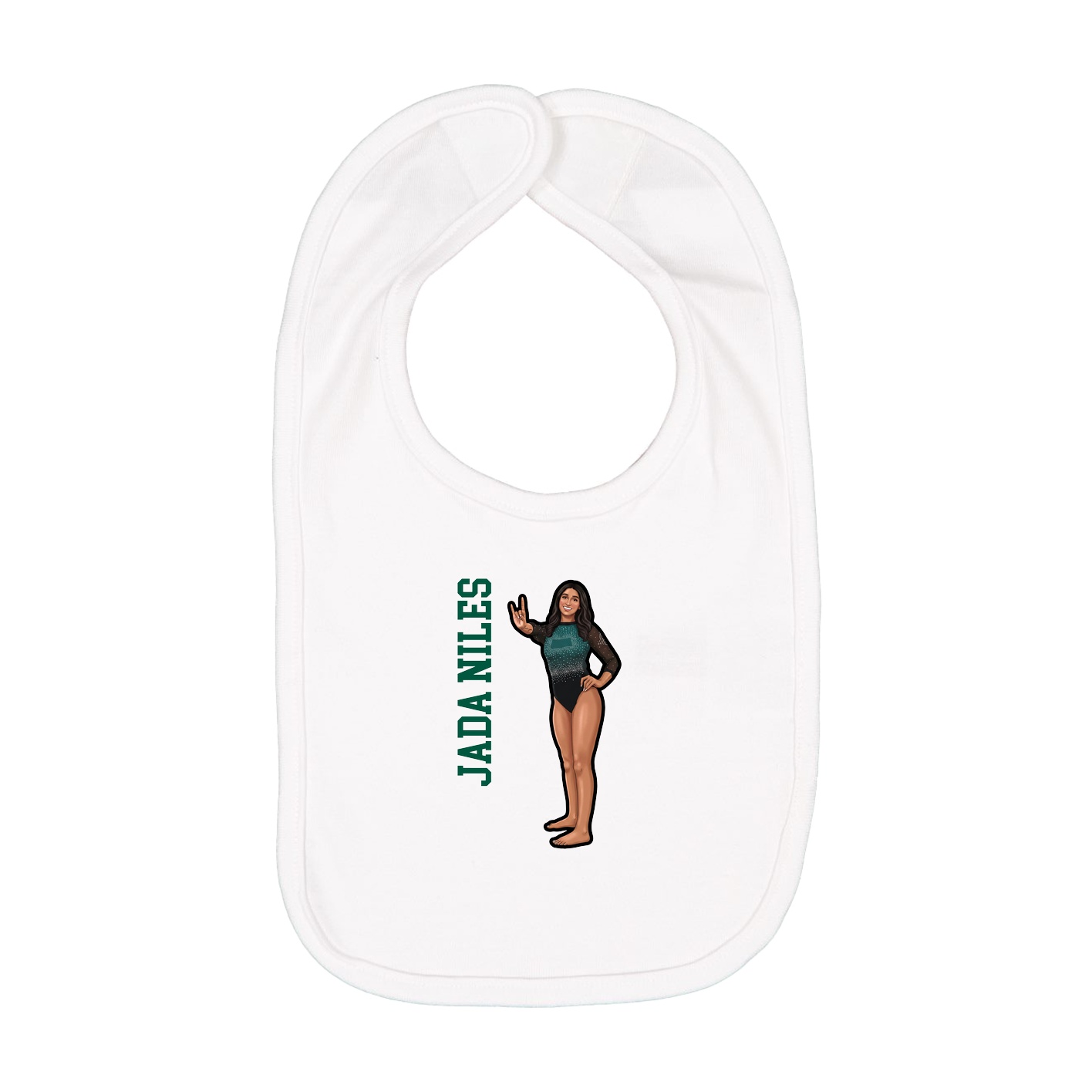 Infant Bib — Name Vertical in White