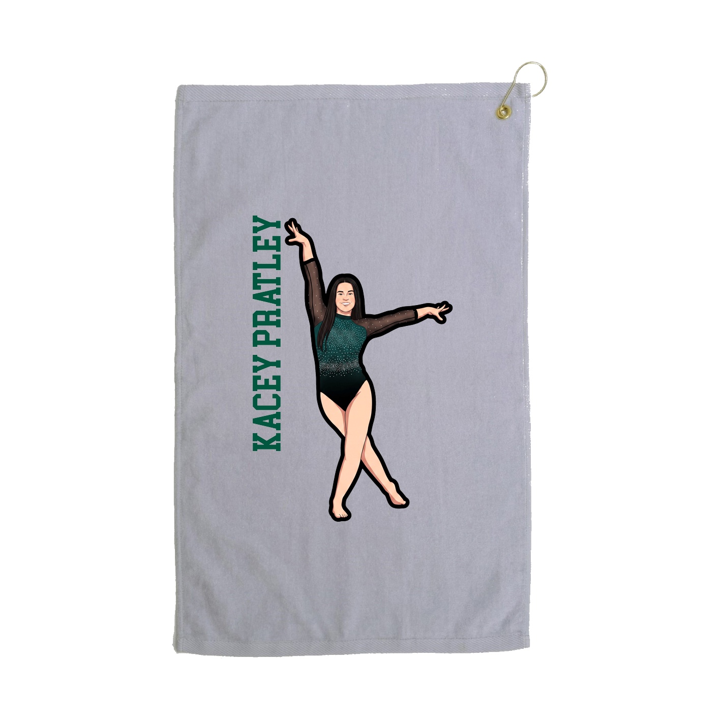 Golf Towel — Name Vertical in Grey