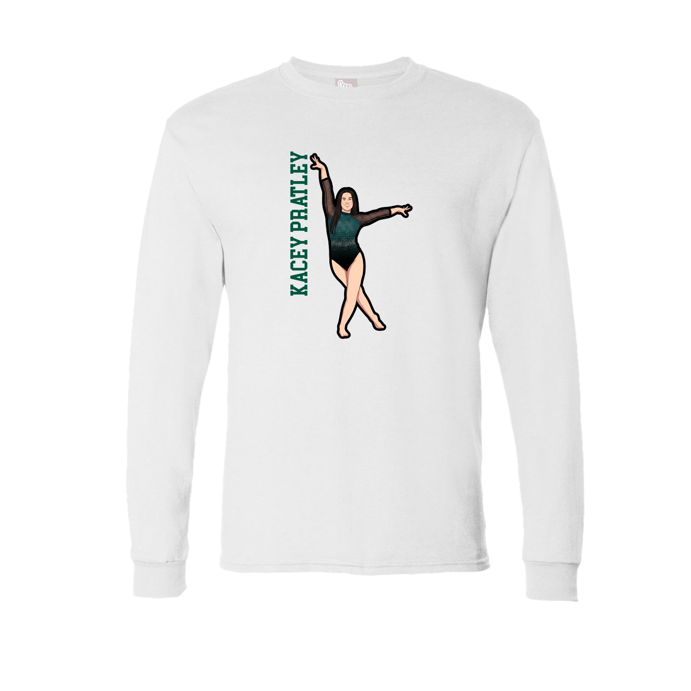Long Sleeve Tee — Name Vertical in White
