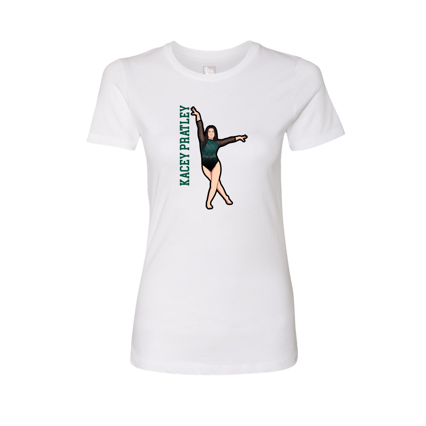 Fitted Women's Tee — Name Vertical in White