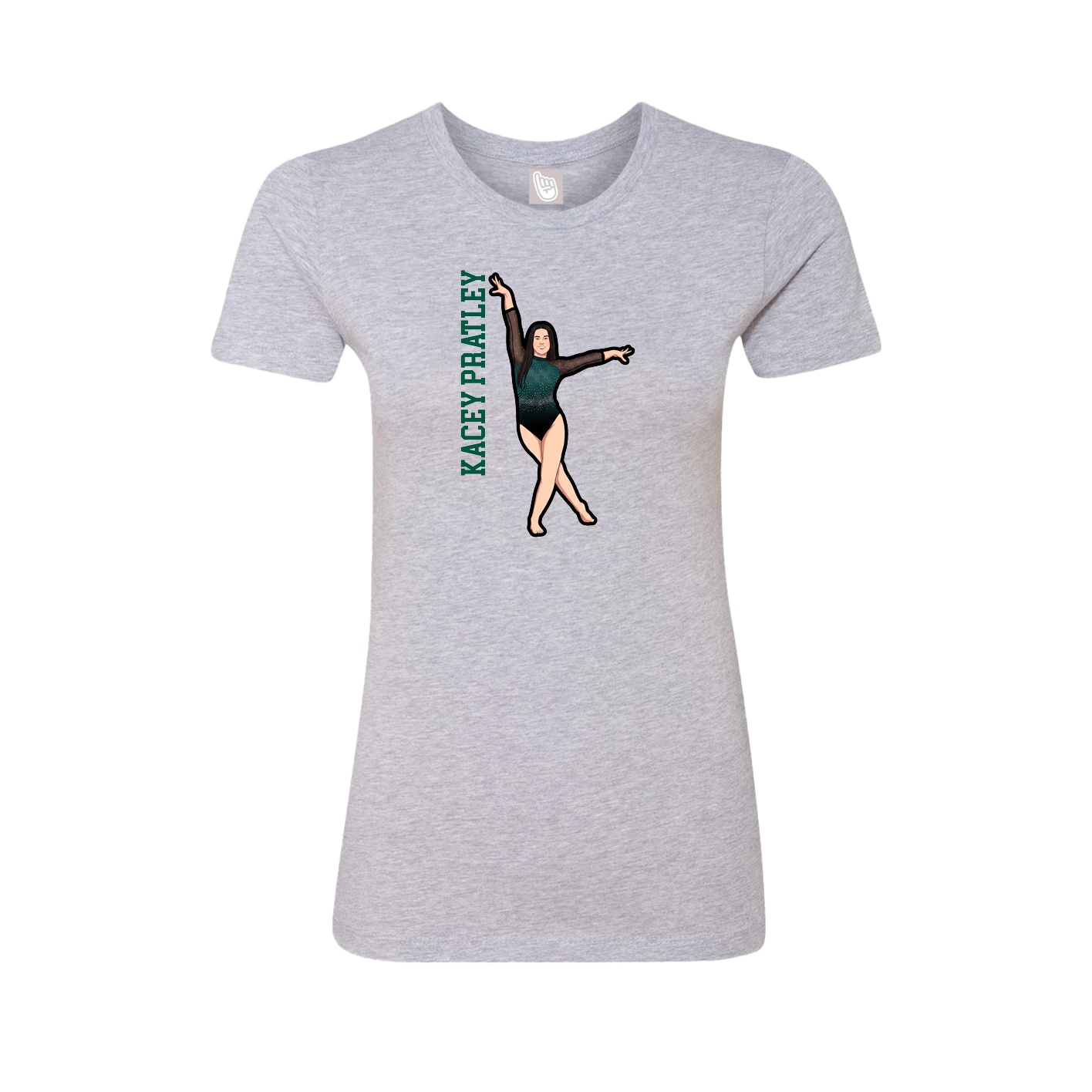 Fitted Women's Tee — Name Vertical in Grey