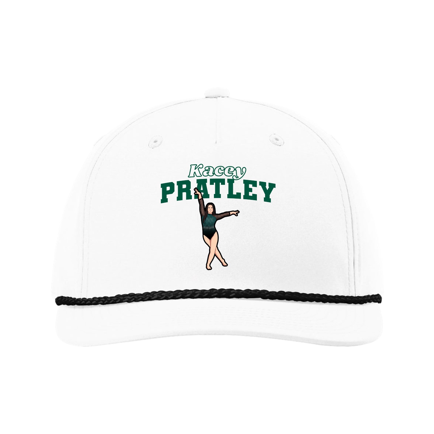 Five-Panel Classic Rope Cap — Name Arch in White