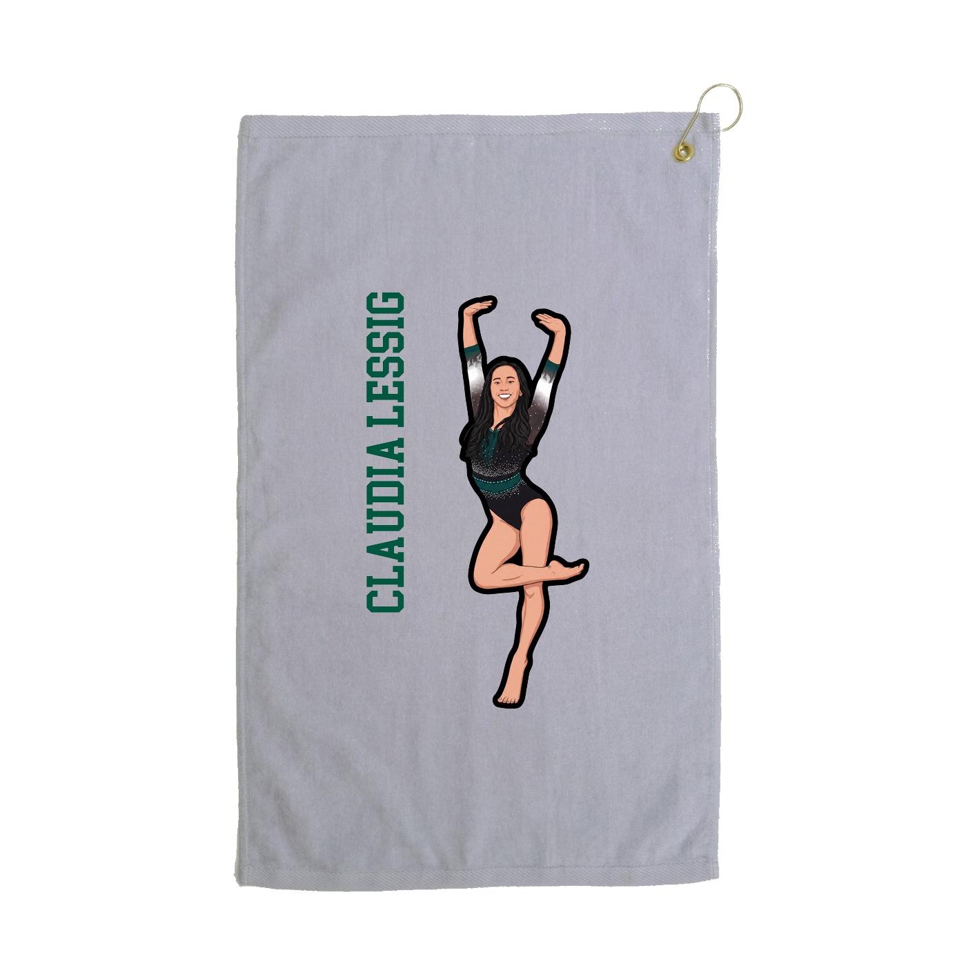 Golf Towel — Name Vertical in Grey