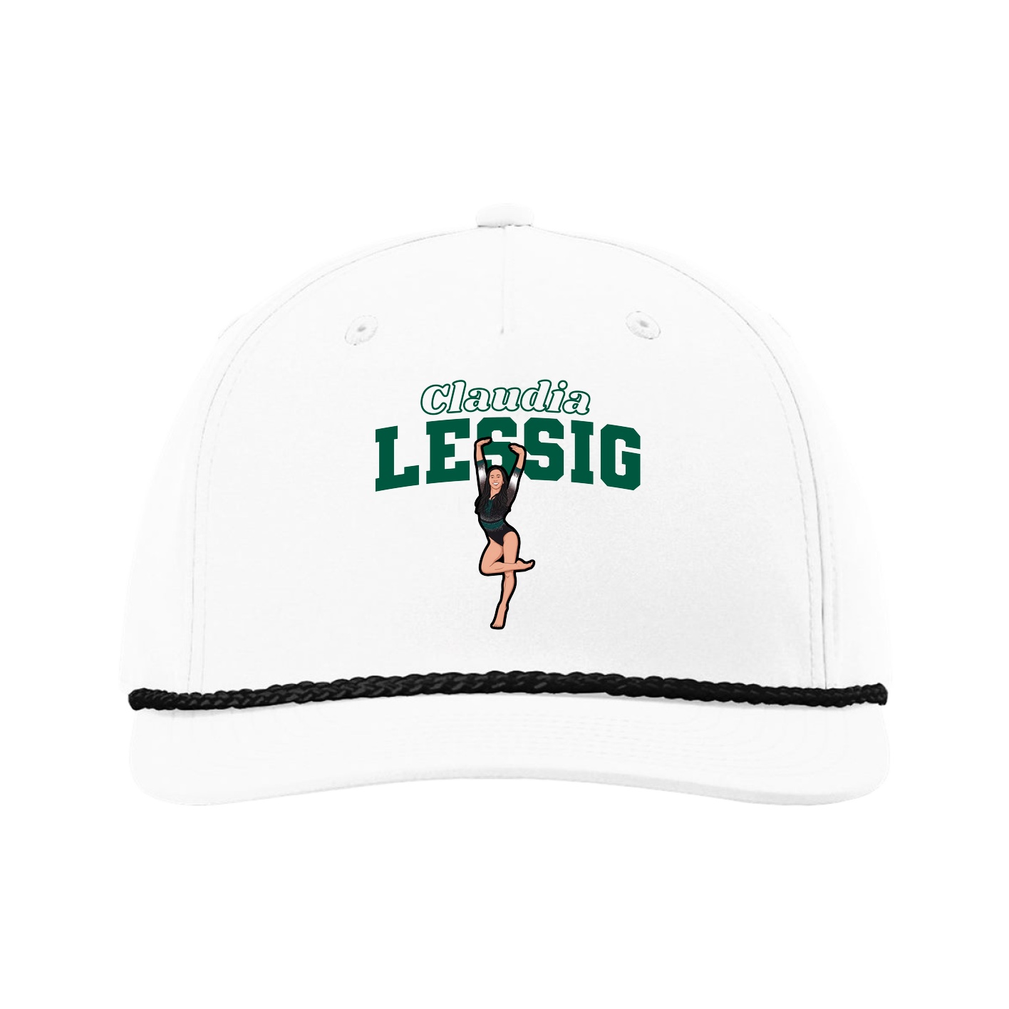 Five-Panel Classic Rope Cap — Name Arch in White