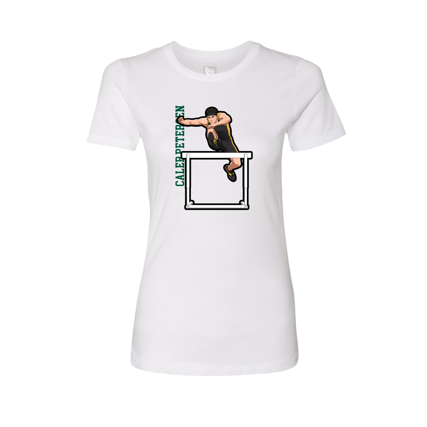 Fitted Women's Tee — Name Vertical in White