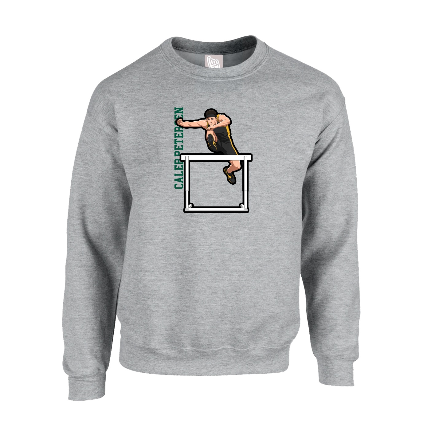 Fleece Crew — Name Vertical in Grey