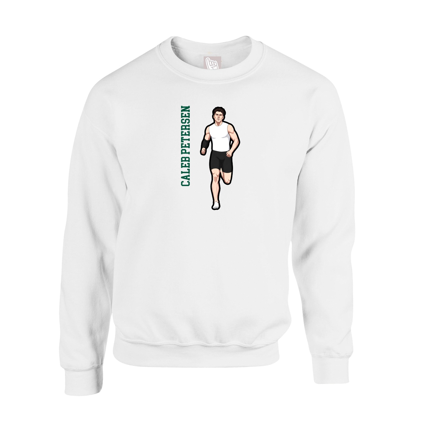 Fleece Crew — Name Vertical in White