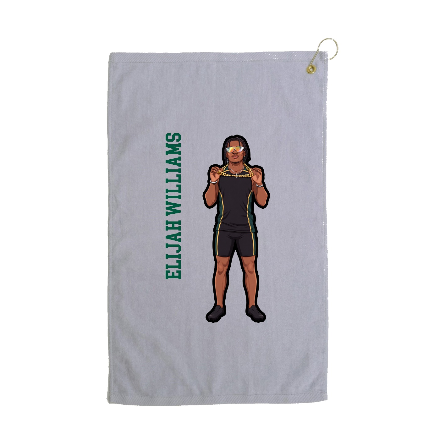 Golf Towel — Name Vertical in Grey