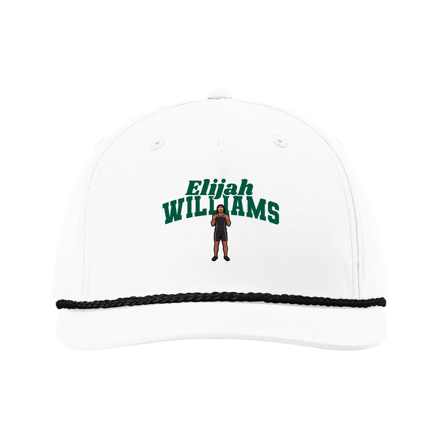 Five-Panel Classic Rope Cap — Signature Arch in White