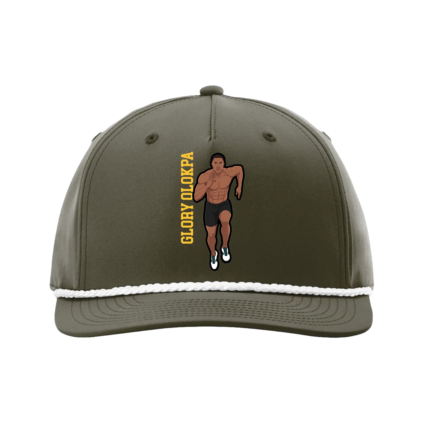 Five-Panel Classic Rope Cap — Name Vertical in Green