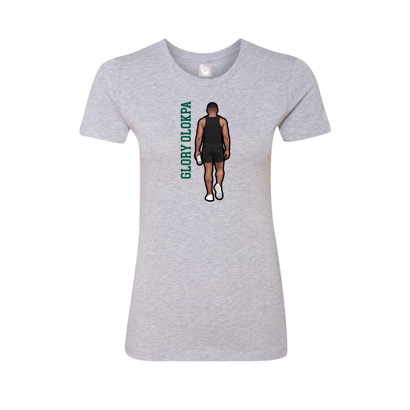 Fitted Women's Tee — Name Vertical in Grey
