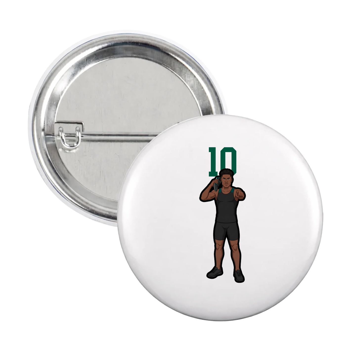 Game Day Button — Number Top in White